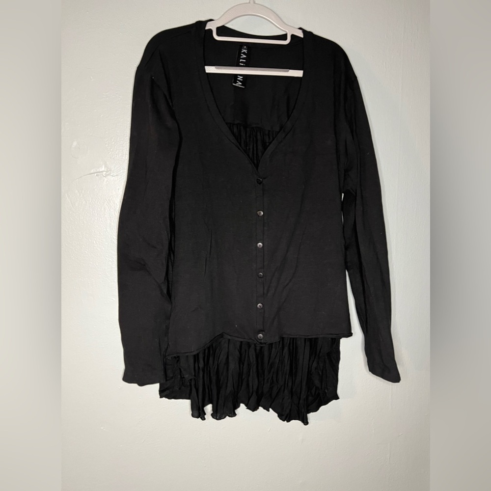 Kaliyana black high low cardigan‎
